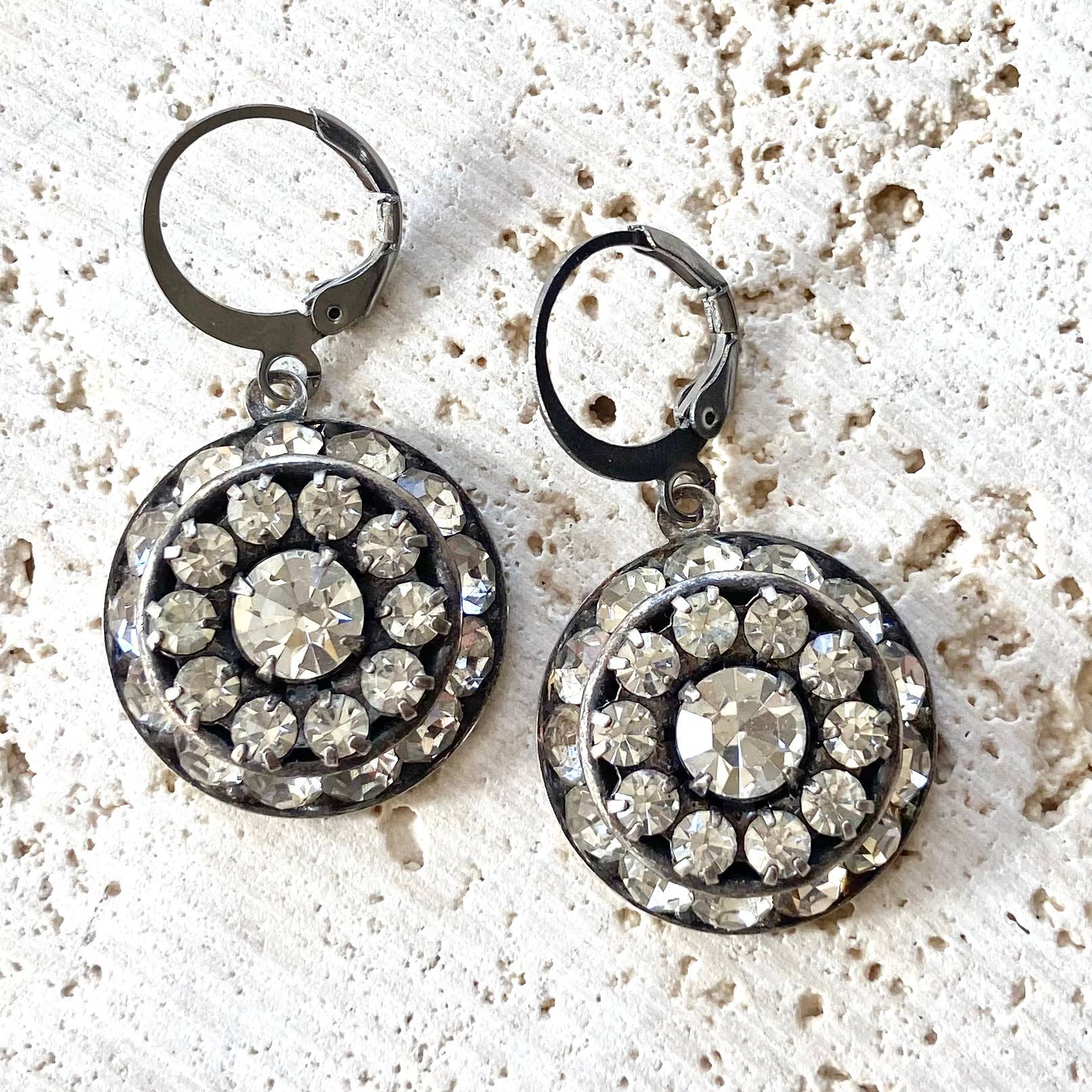 Vintage Circle Sparkle Earrings