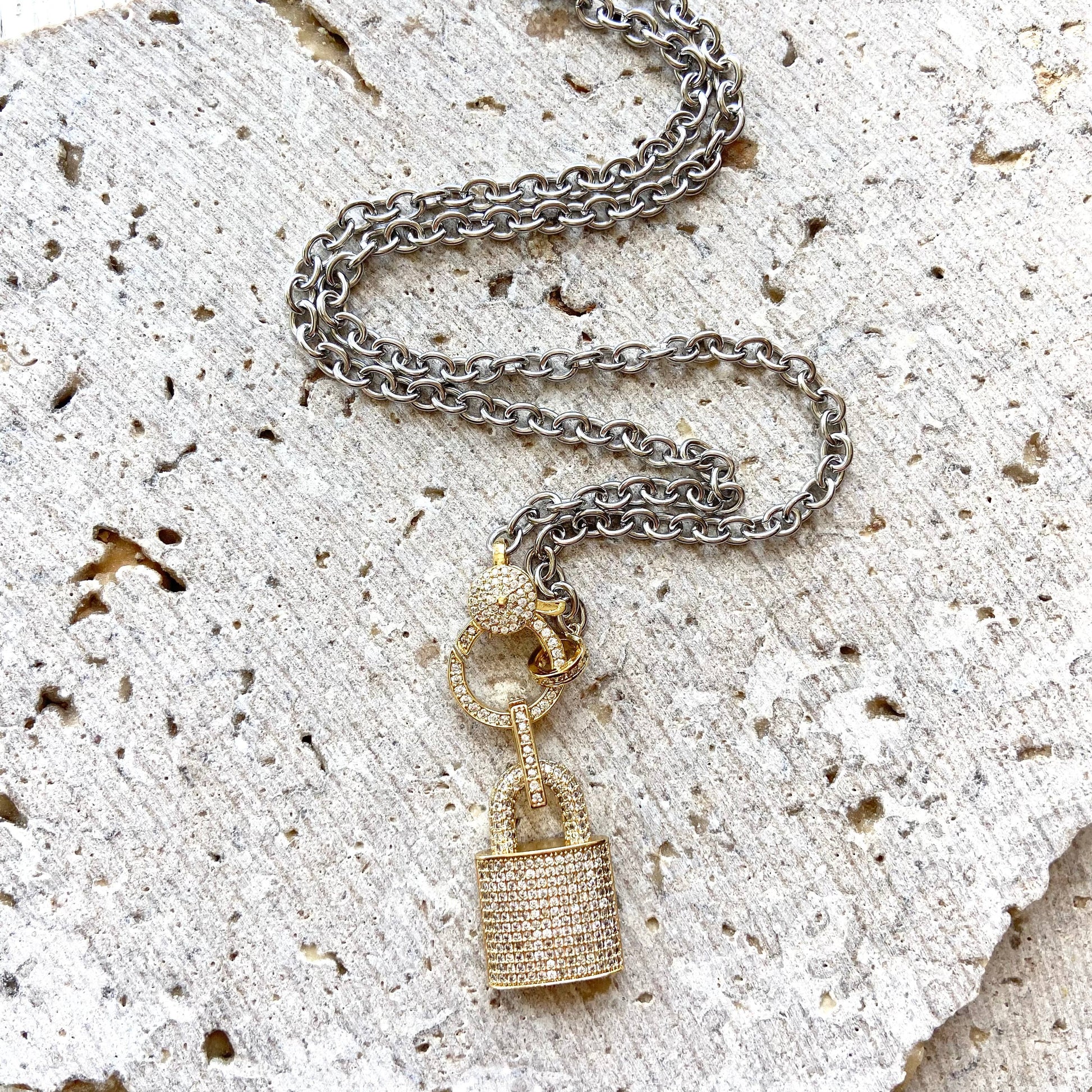 Lock Necklace w/ Micro Pave