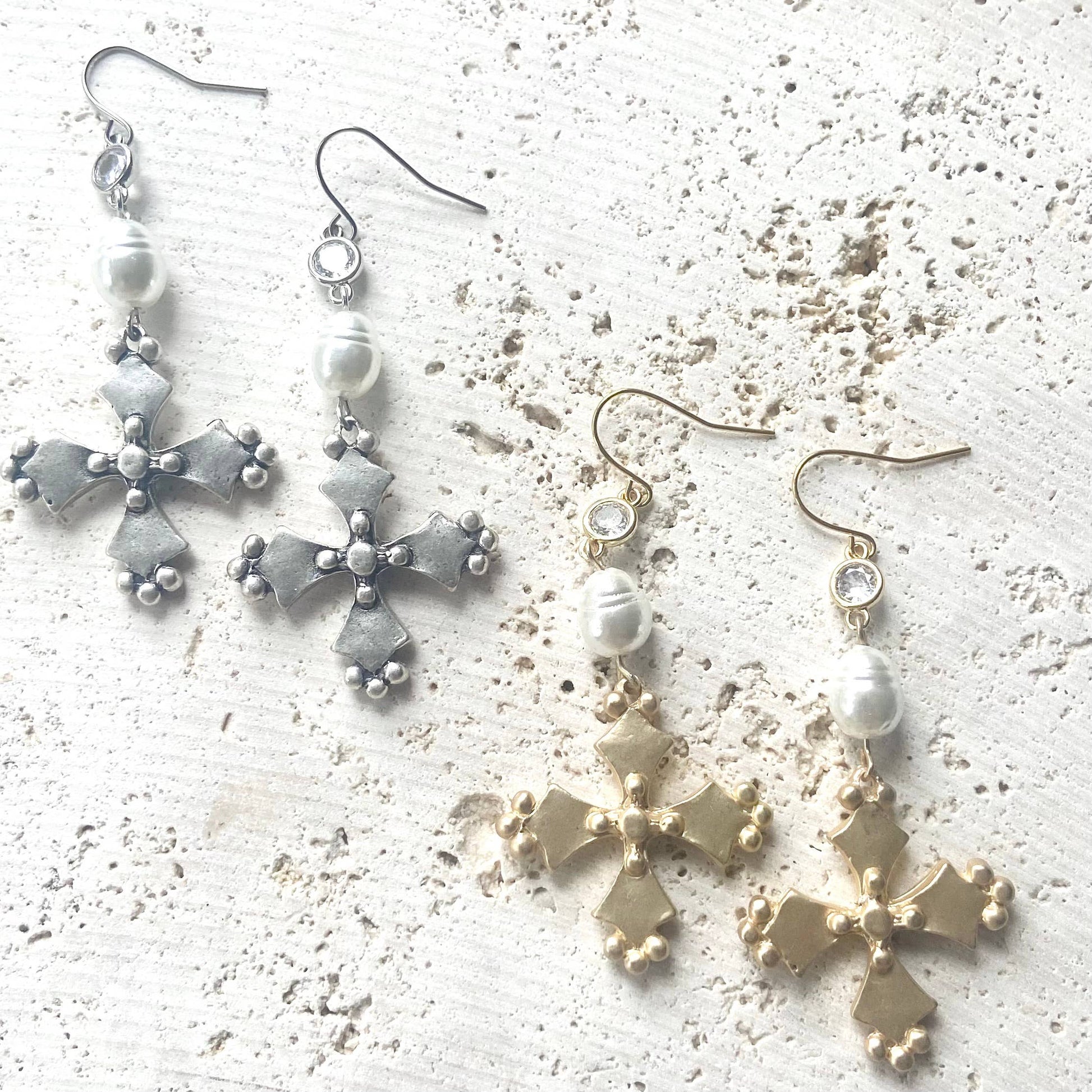 French Cross Earrings