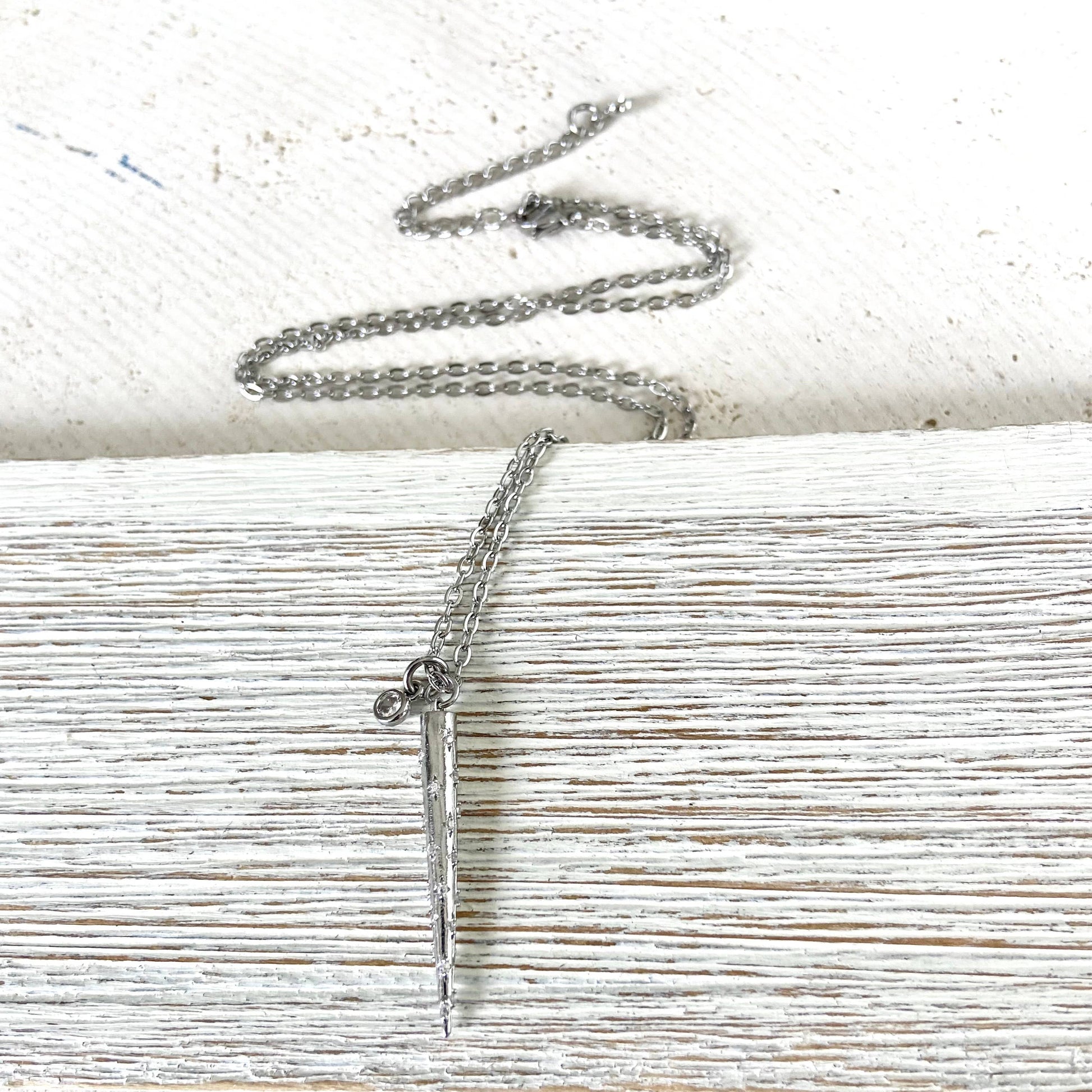 Spike Necklace w/ Clear Crystals
