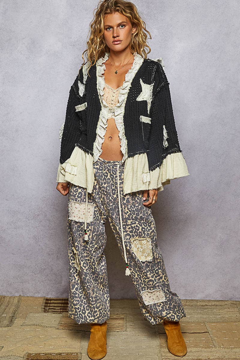 3/4 Sleeve Star Denim Jacket