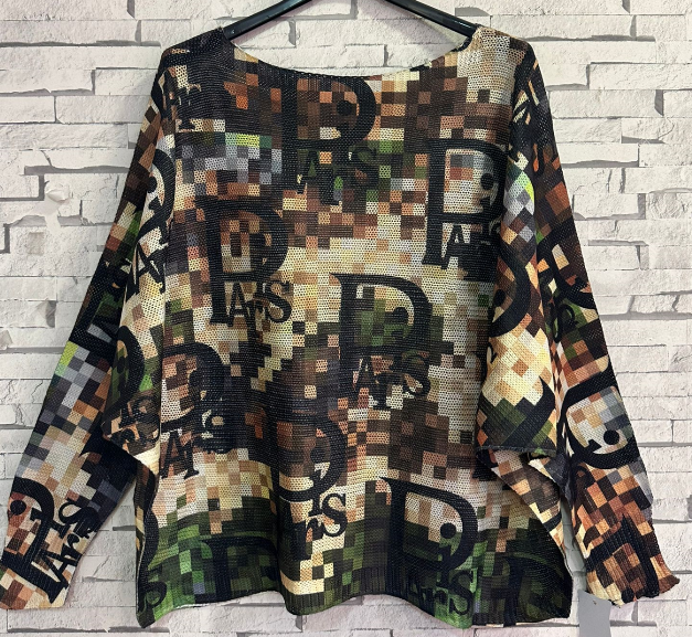 Paris Mosaic Brown Printed Knit Sweater