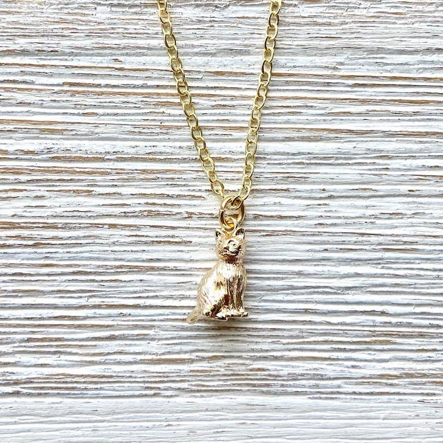 Gold 3D Cat Necklace