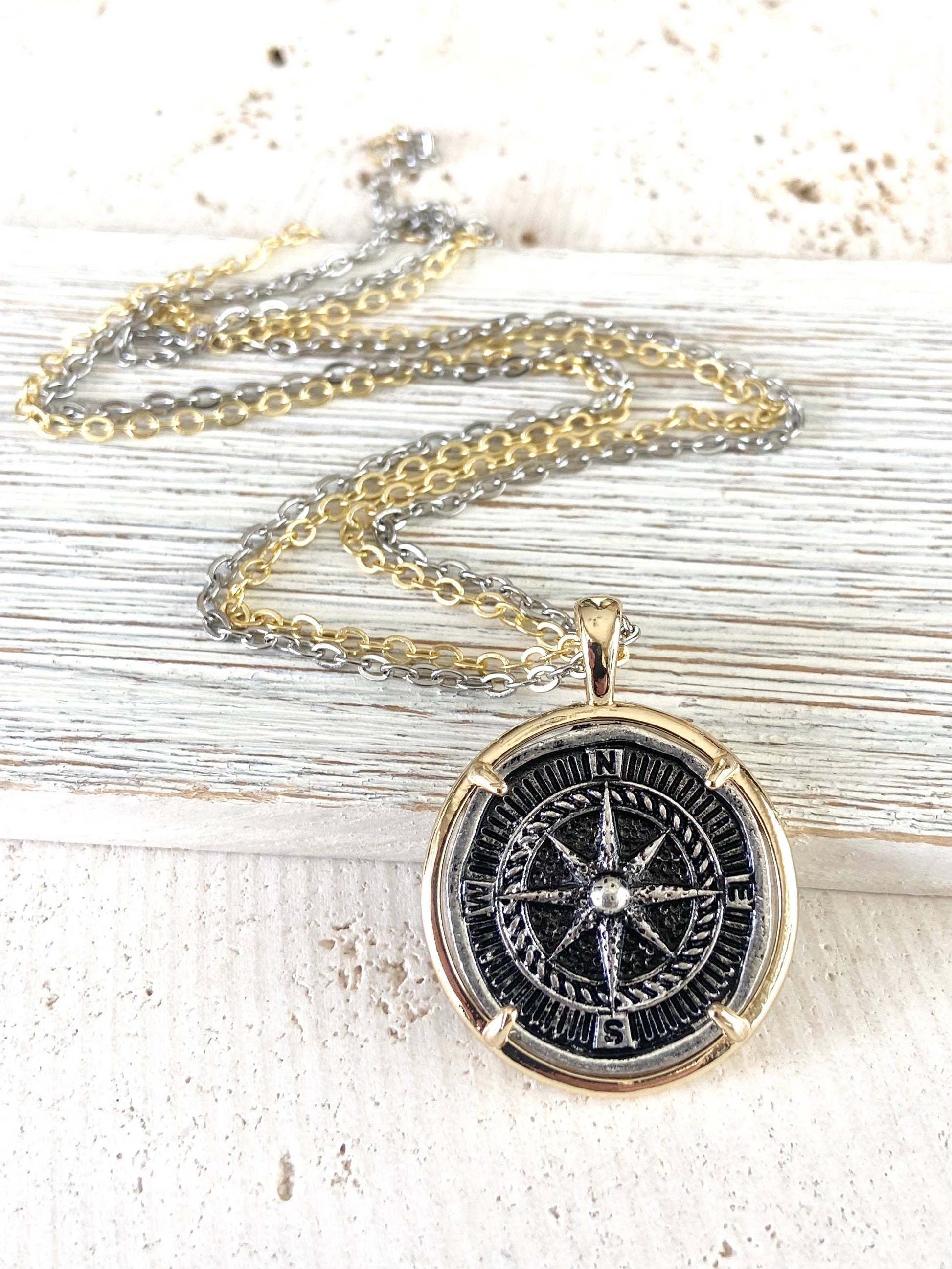 Compass Coin Necklace