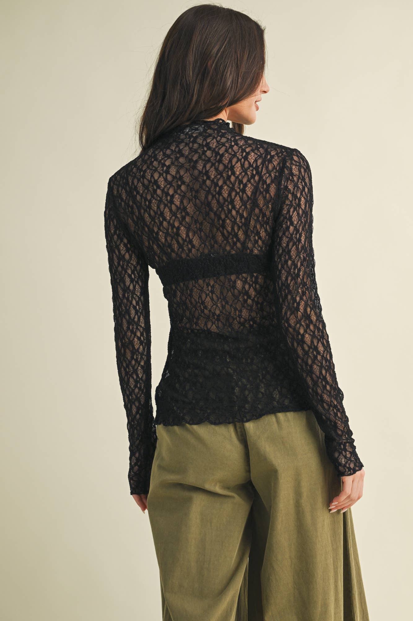 Demi Softened Versatile Lace Mock Neck Top