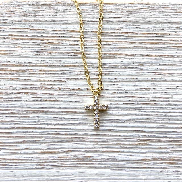 Micro Pave Cross Necklace