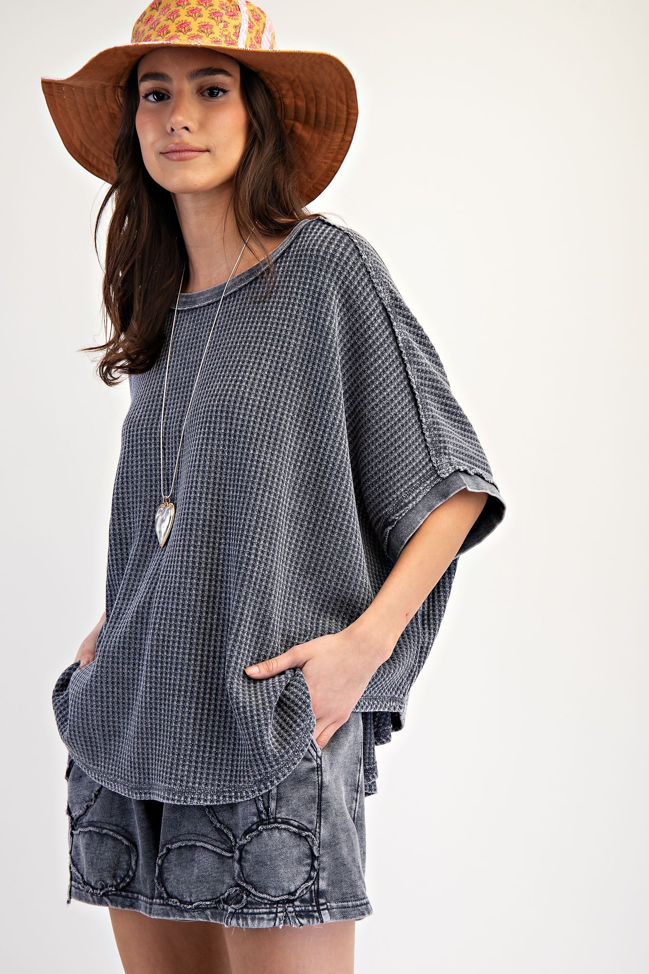 Angelica Mineral Washed Knit Sweater Top