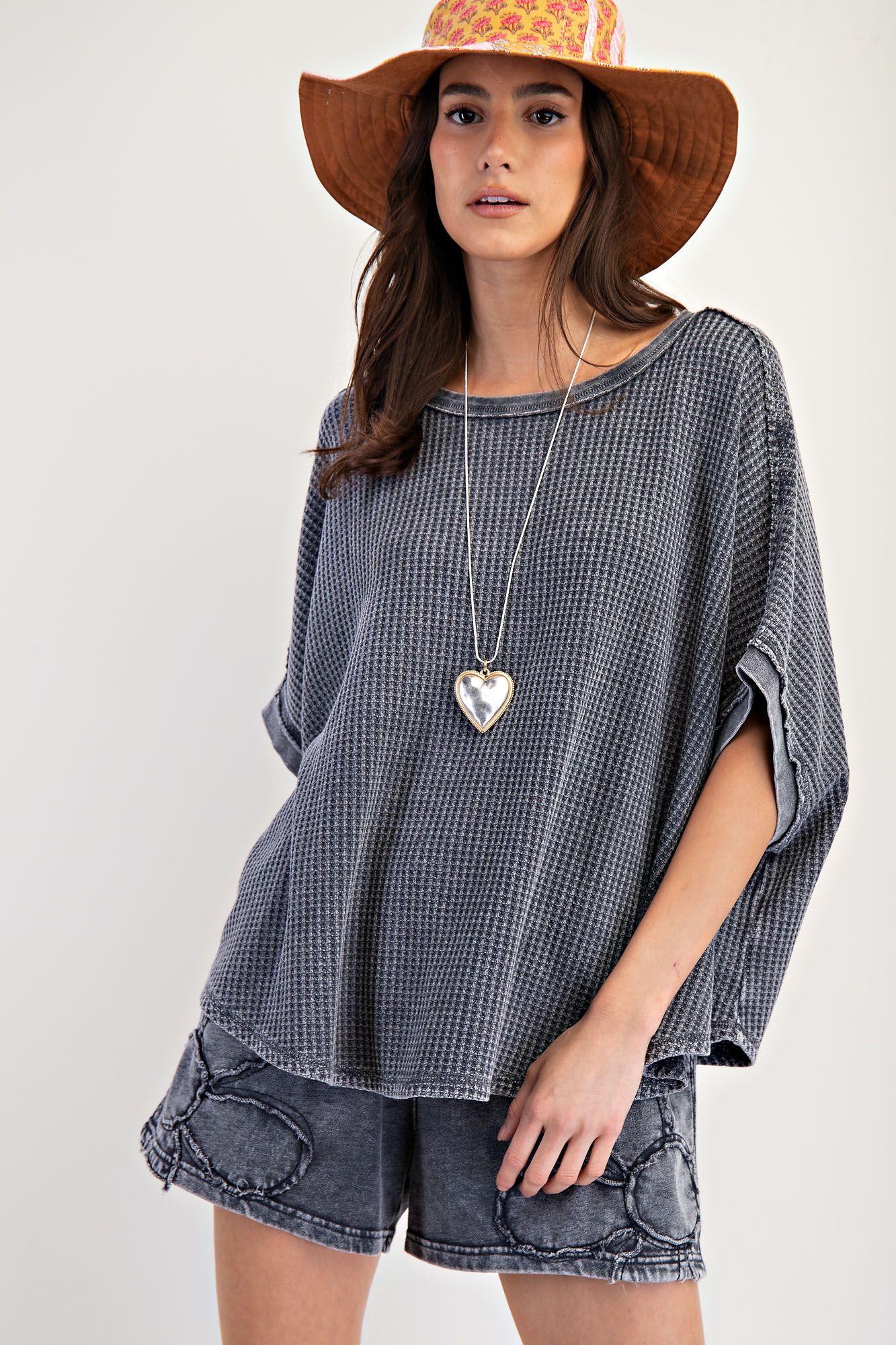Angelica Mineral Washed Knit Sweater Top