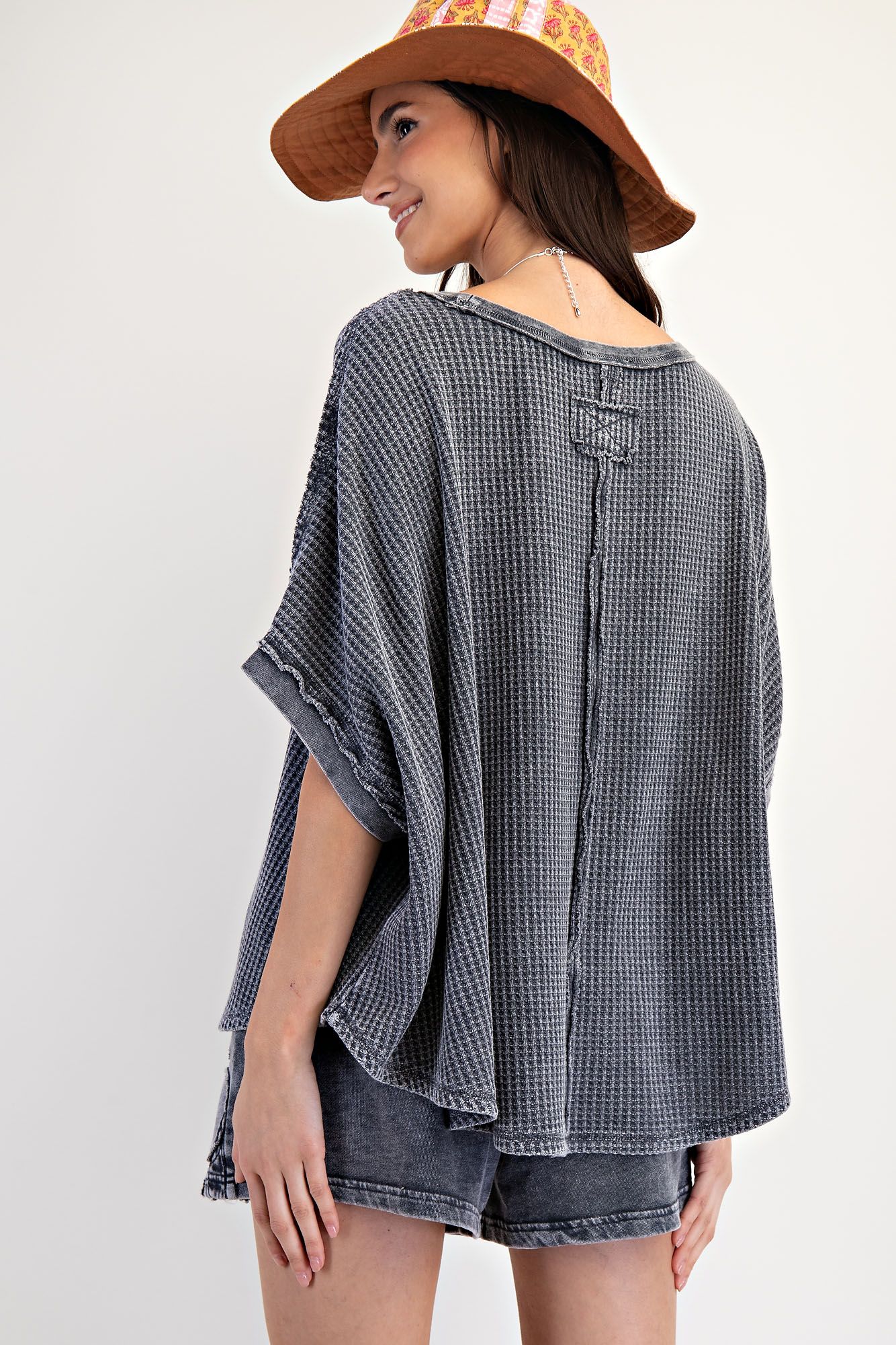 Angelica Mineral Washed Knit Sweater Top
