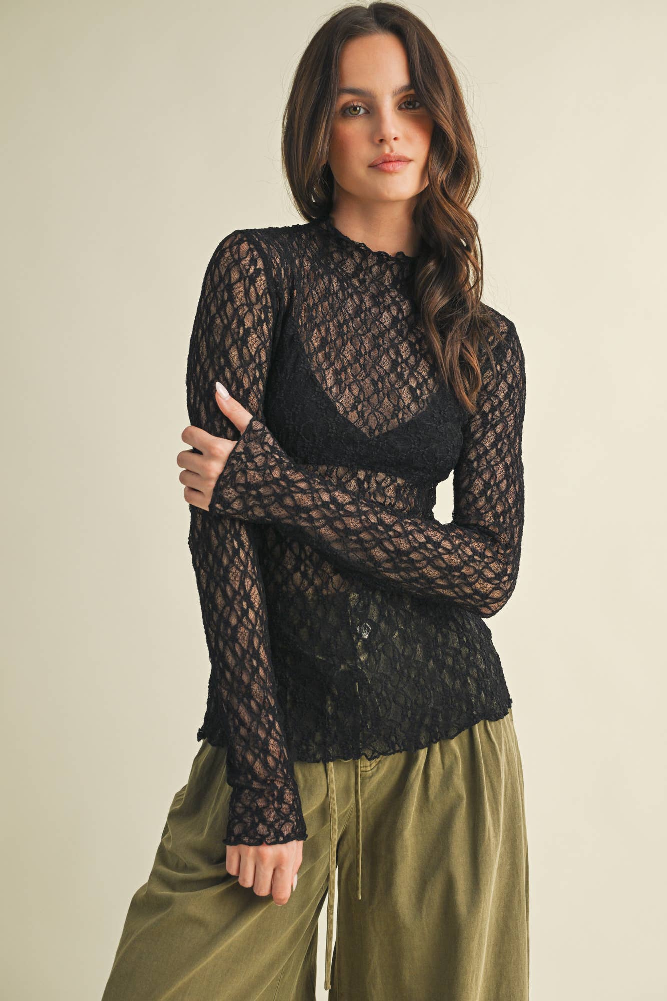Demi Softened Versatile Lace Mock Neck Top