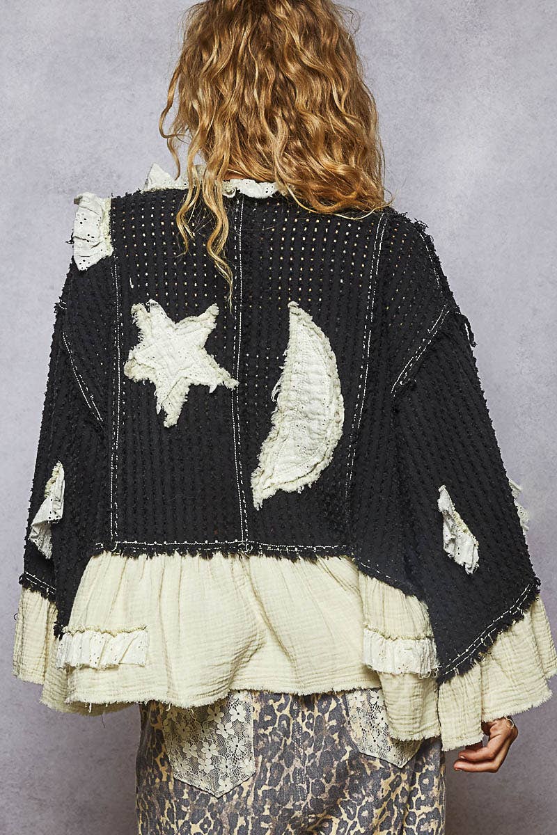 3/4 Sleeve Star Denim Jacket