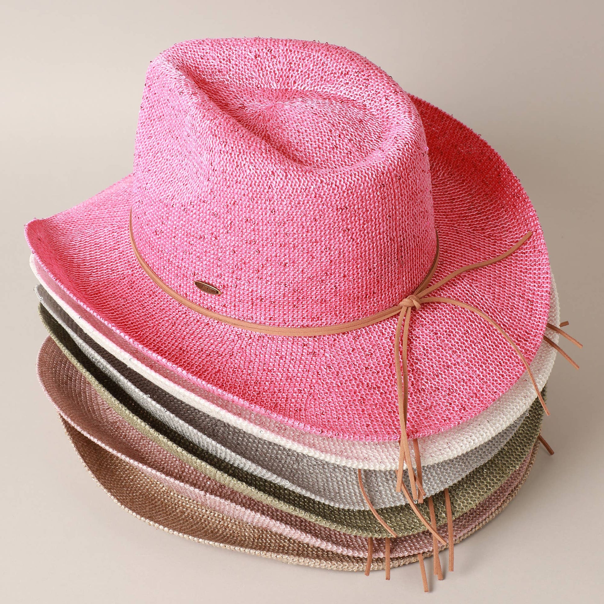 Sequin Cowboy Hat with Suede String
