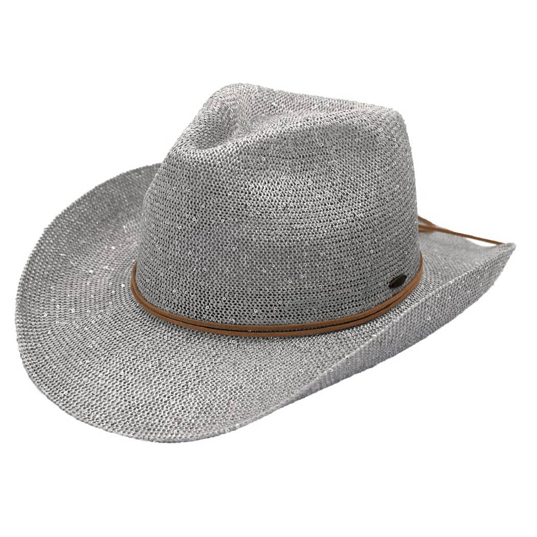 Sequin Cowboy Hat with Suede String