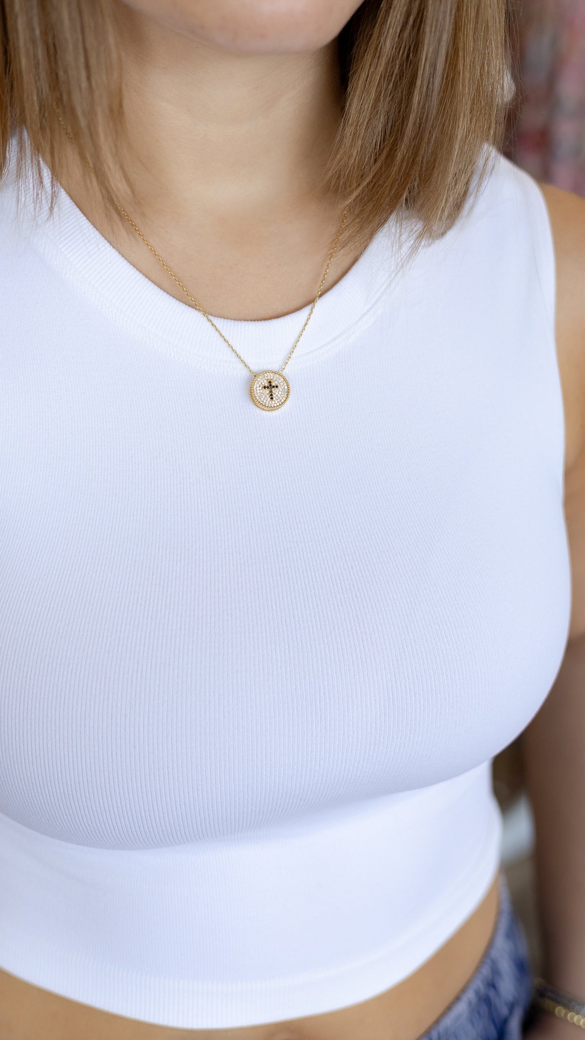 Mia Classic Crew Neck Tank Top - Pure White