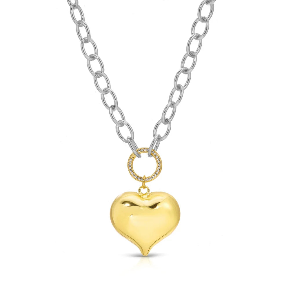 Splendid Iris Two-Tone Bubble Heart Statement Necklace