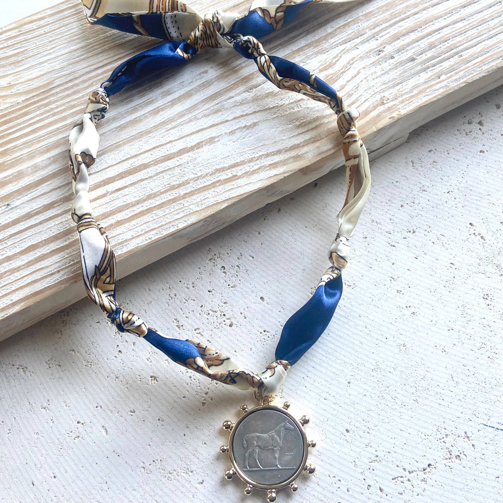 Scarf Necklace w/ Charms + Pendants