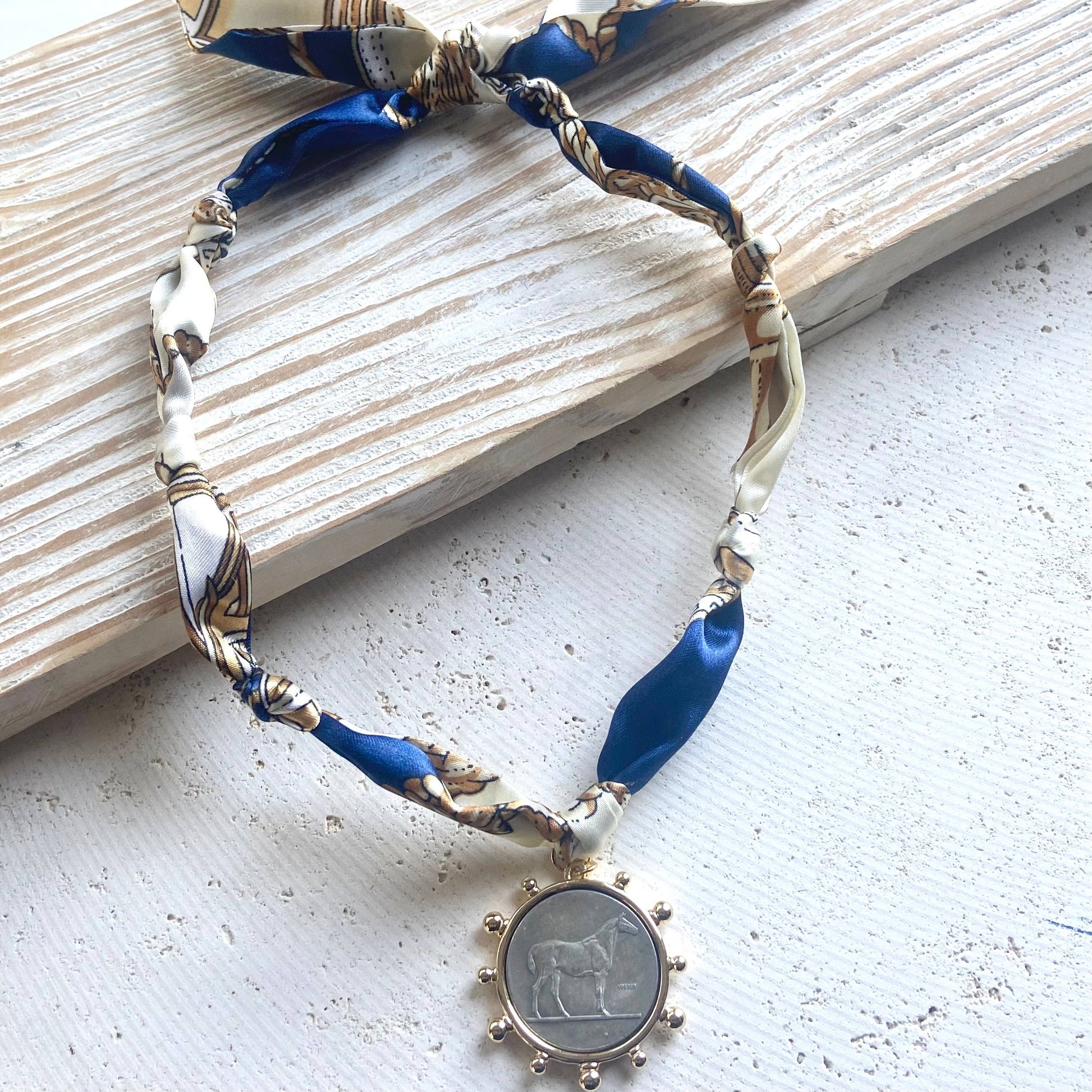 Scarf Necklace w/ Charms + Pendants