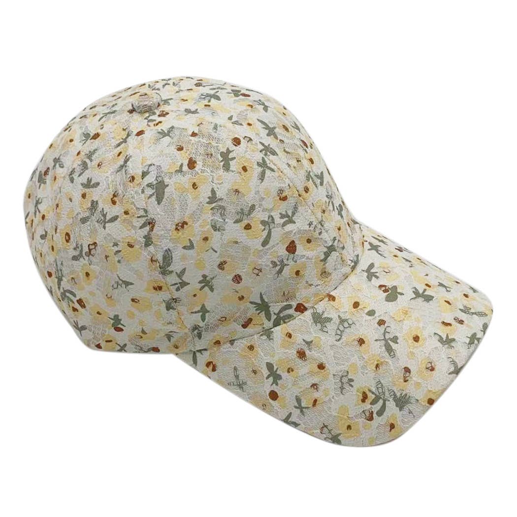 Lacey Floral Print Baseball Cap