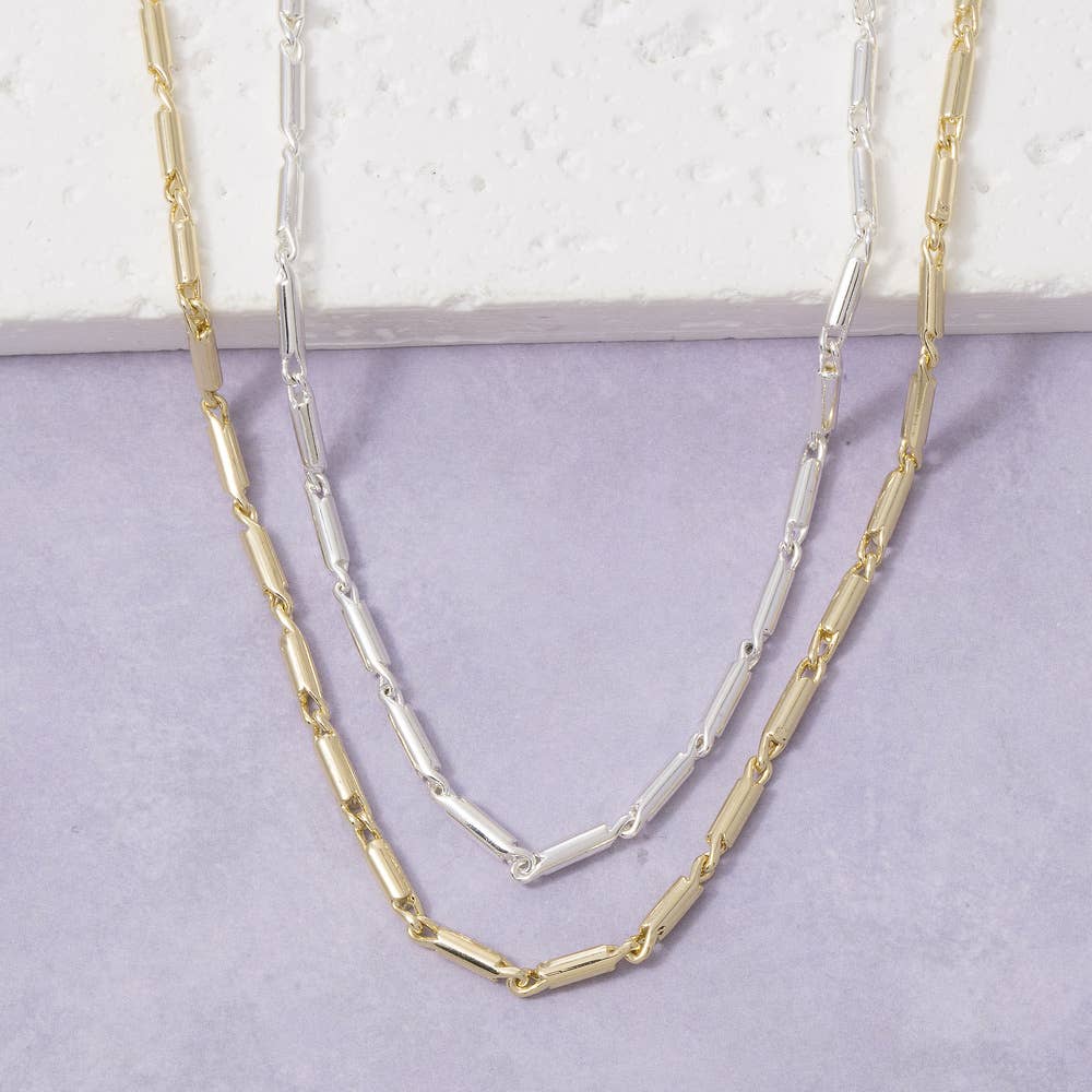 Dainty Bar Link Chain Necklace
