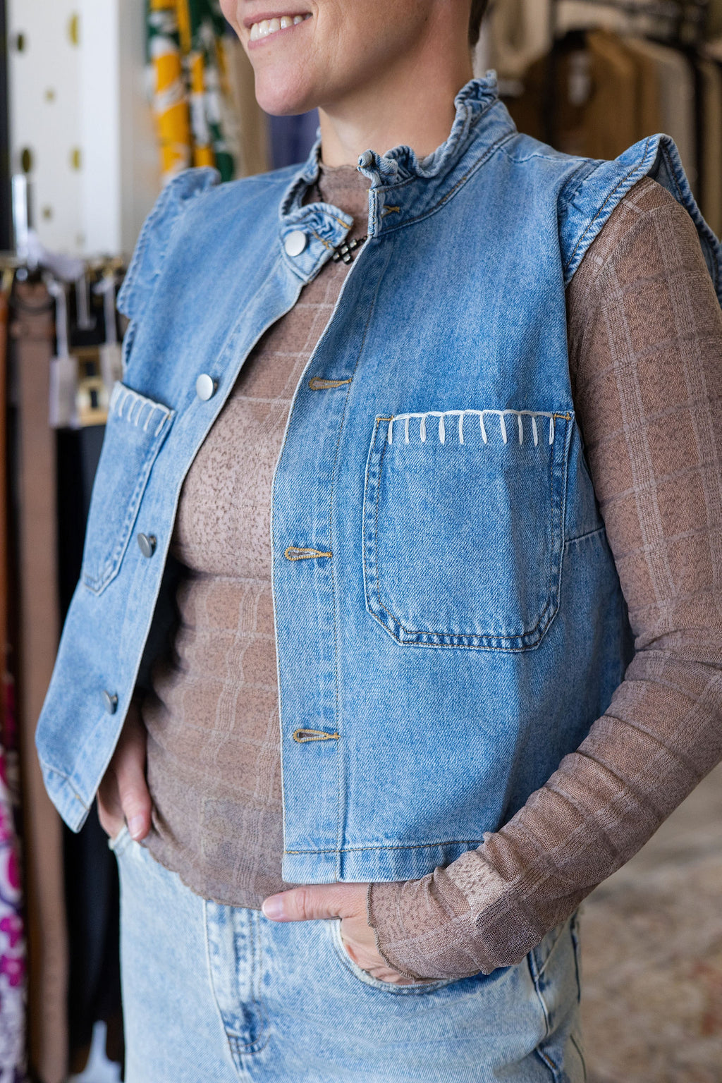 Jenna Denim Sweater Vest