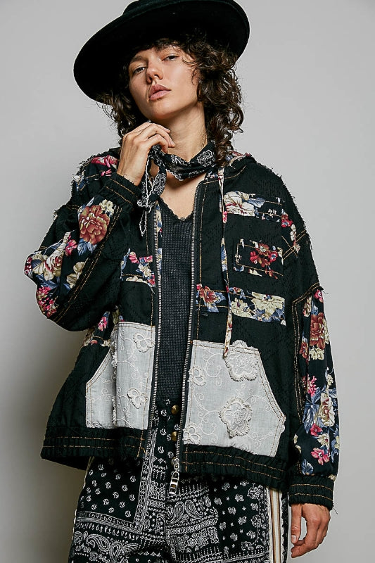 Amelie Floral Patchwork Hoodie Jacket