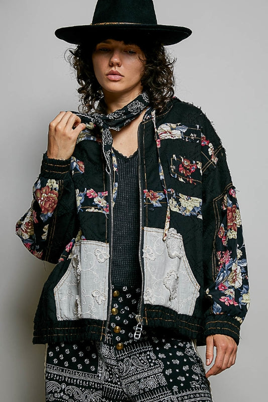 Amelie Floral Patchwork Hoodie Jacket