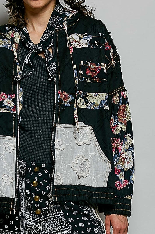 Amelie Floral Patchwork Hoodie Jacket
