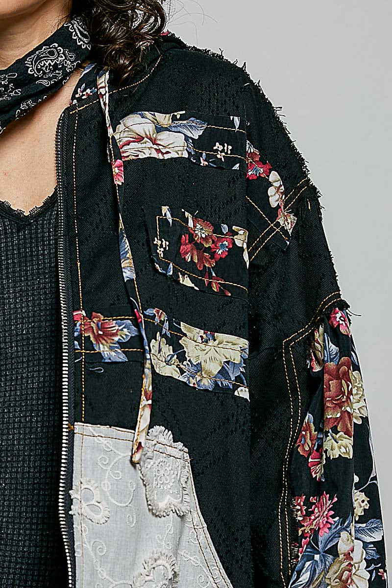 Amelie Floral Patchwork Hoodie Jacket