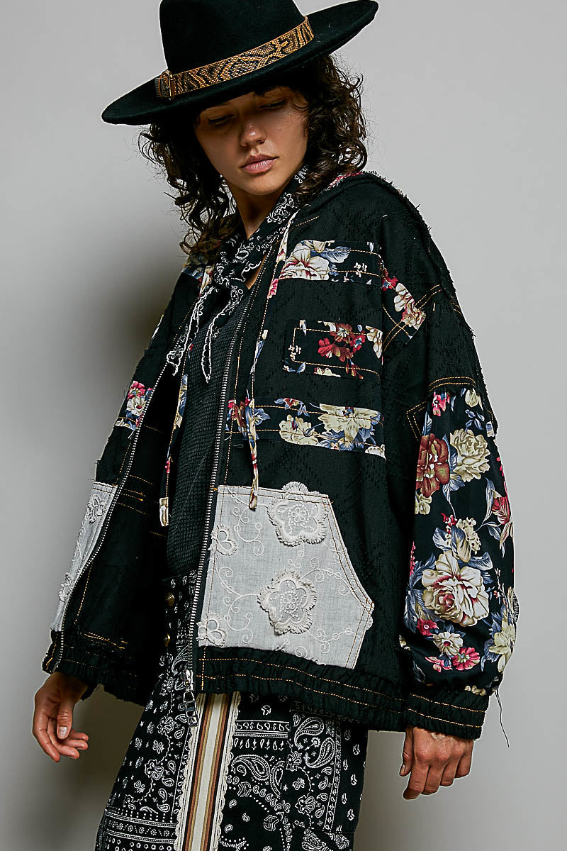 Amelie Floral Patchwork Hoodie Jacket