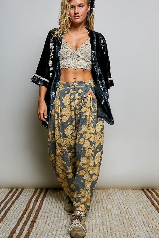 Celestine Embroidered Velvet Kimono