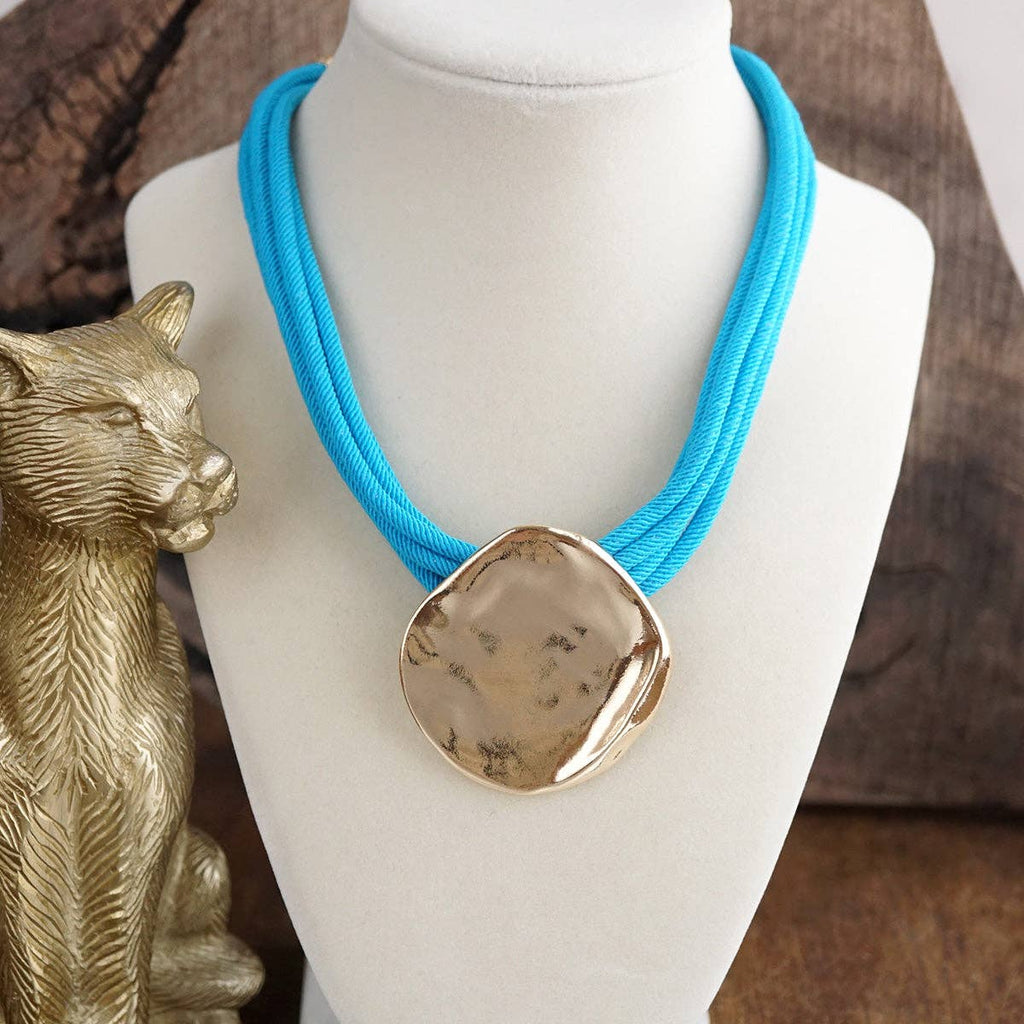 Golden Current – Multi-Cord Coin Pendant Necklace