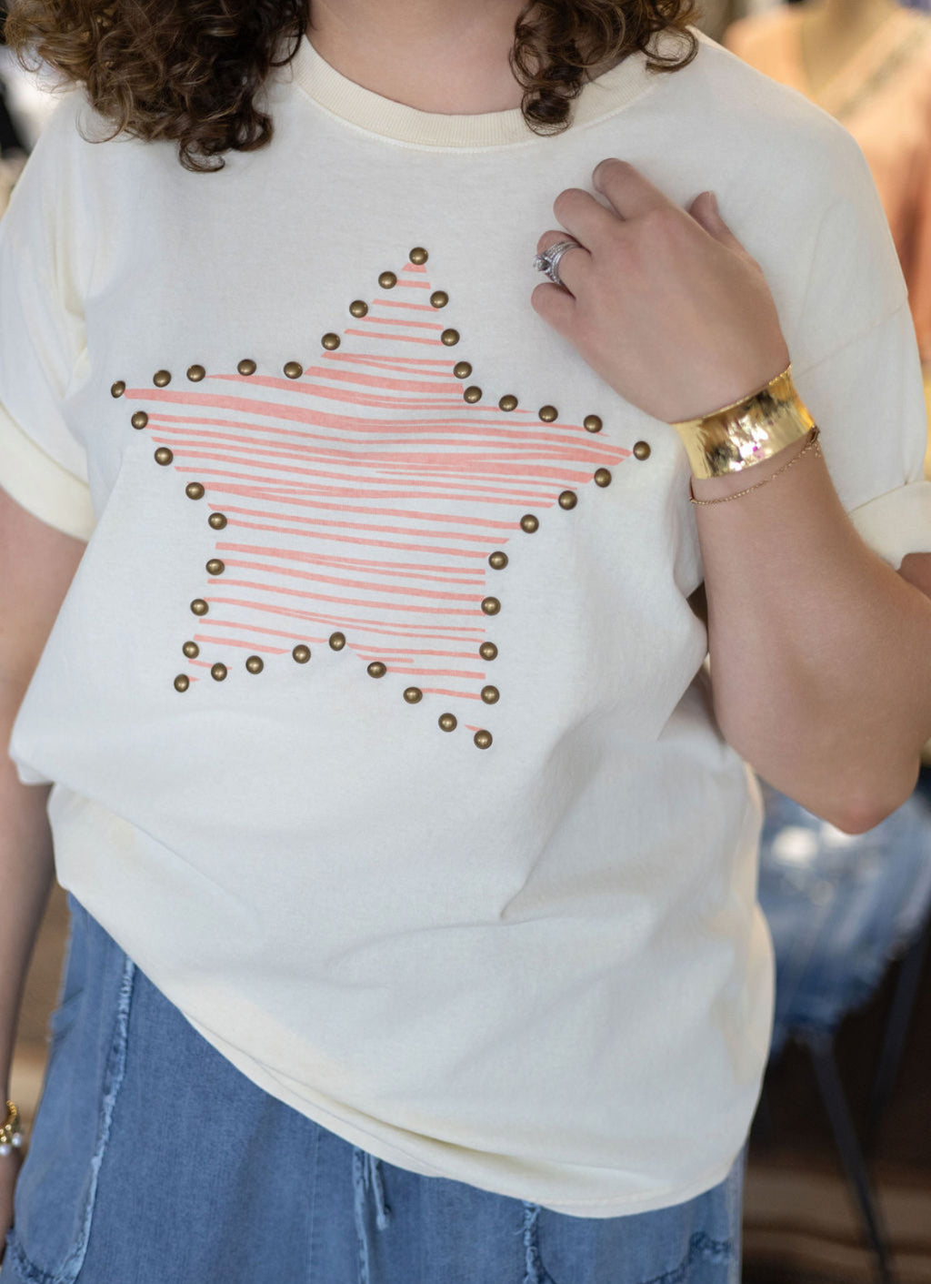 Tara Studded Star Short Sleeve Top