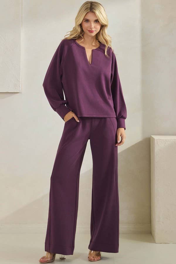 Sofie Soft Top and  Wide Leg Pant Matching Set