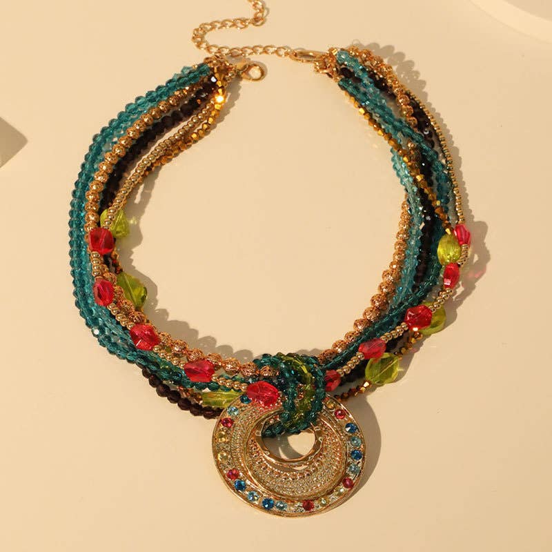 Opulent Multicoloured Crystal Beaded Necklace