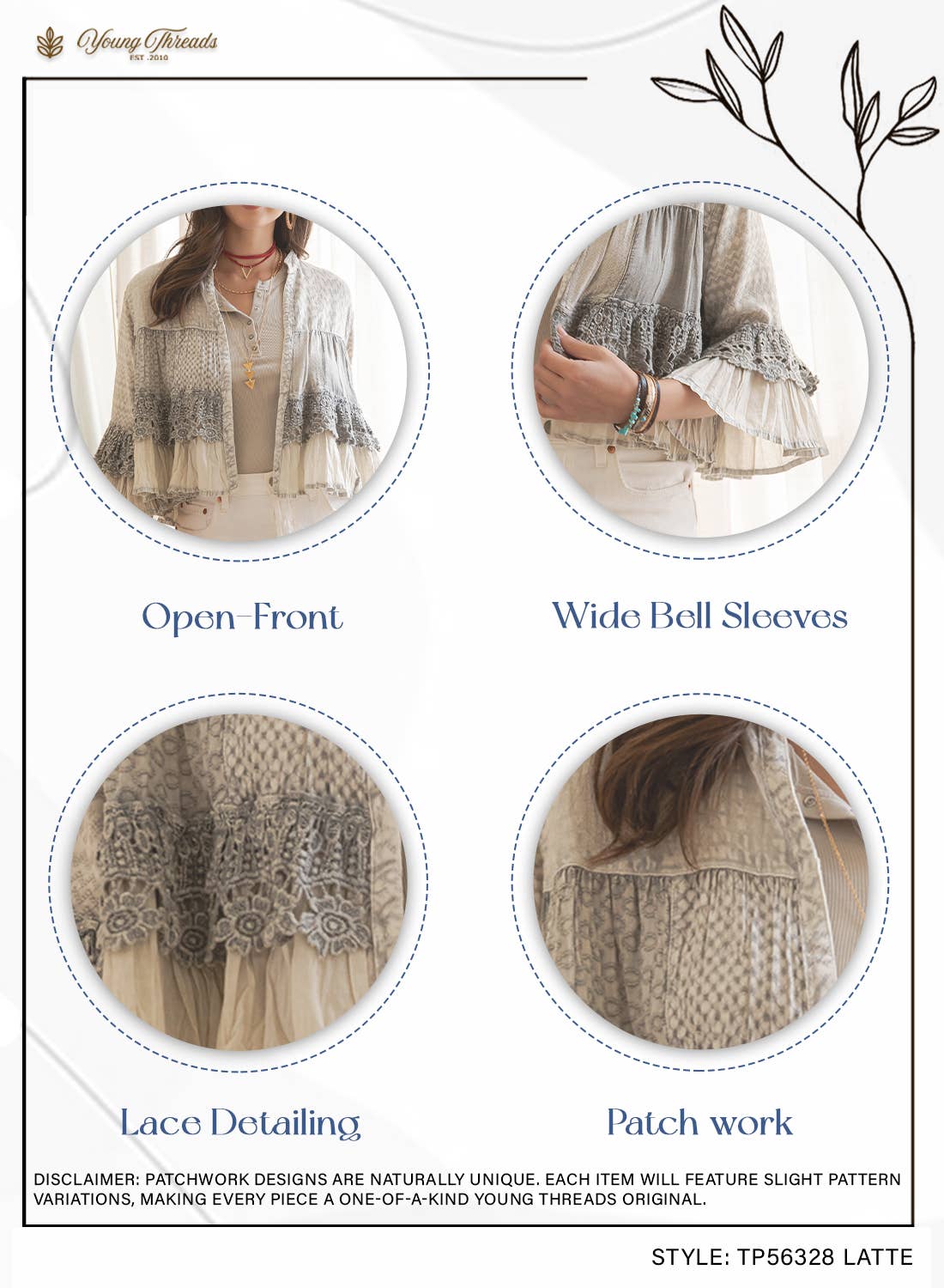 Boho Tiered Crochet Lace Open Front Shrug