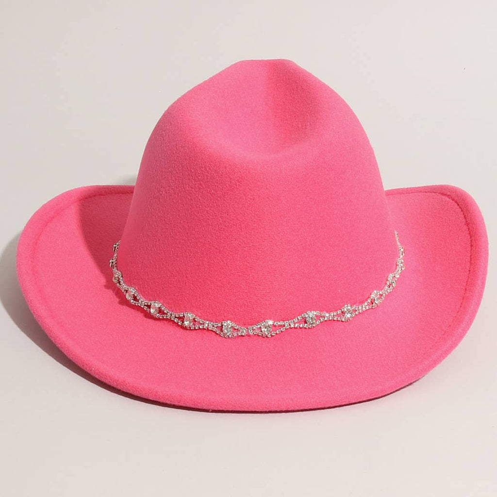Rhinestone Decorative Solid Color Cowboy Hat