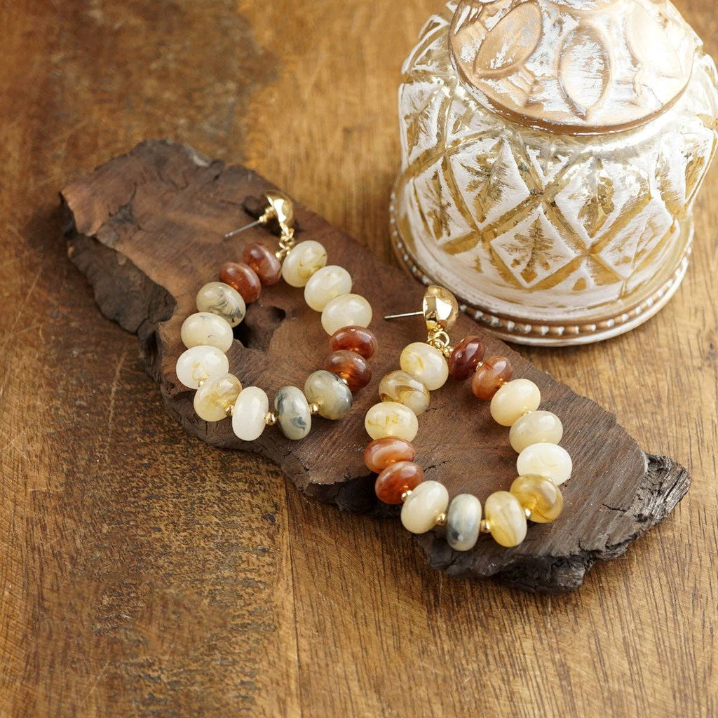 Sunlit Tides – Candy-Toned Beaded Teardrop Earrings