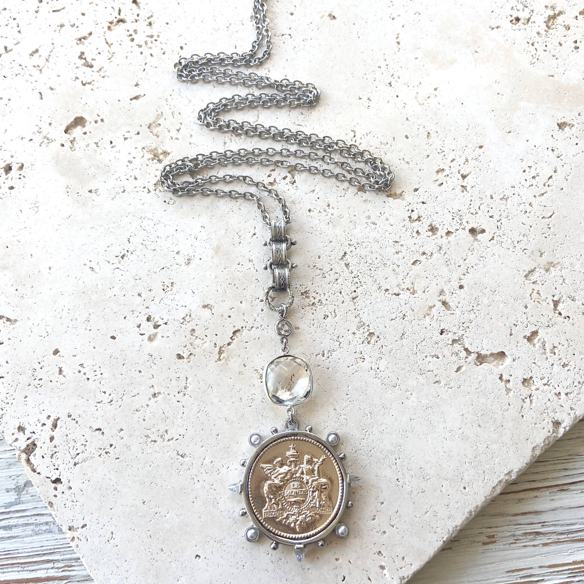 Two-Toned Coin Medallion Necklace