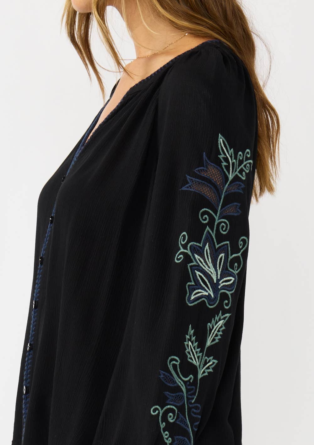 Willow Embroidered Button Down Blouse