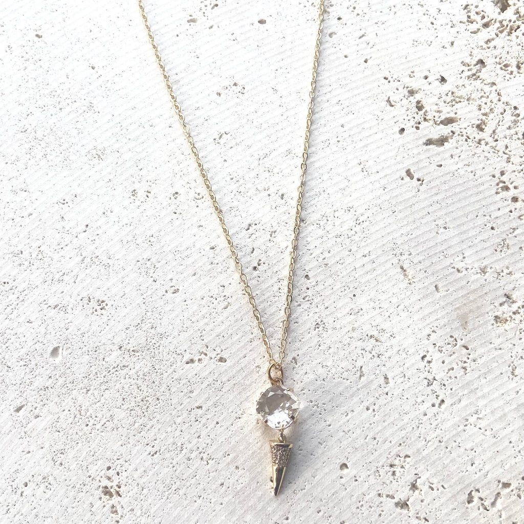 Simple Spike Gold Charm Necklace