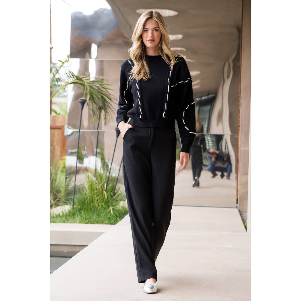 Contrast Stitch Knit Sweater