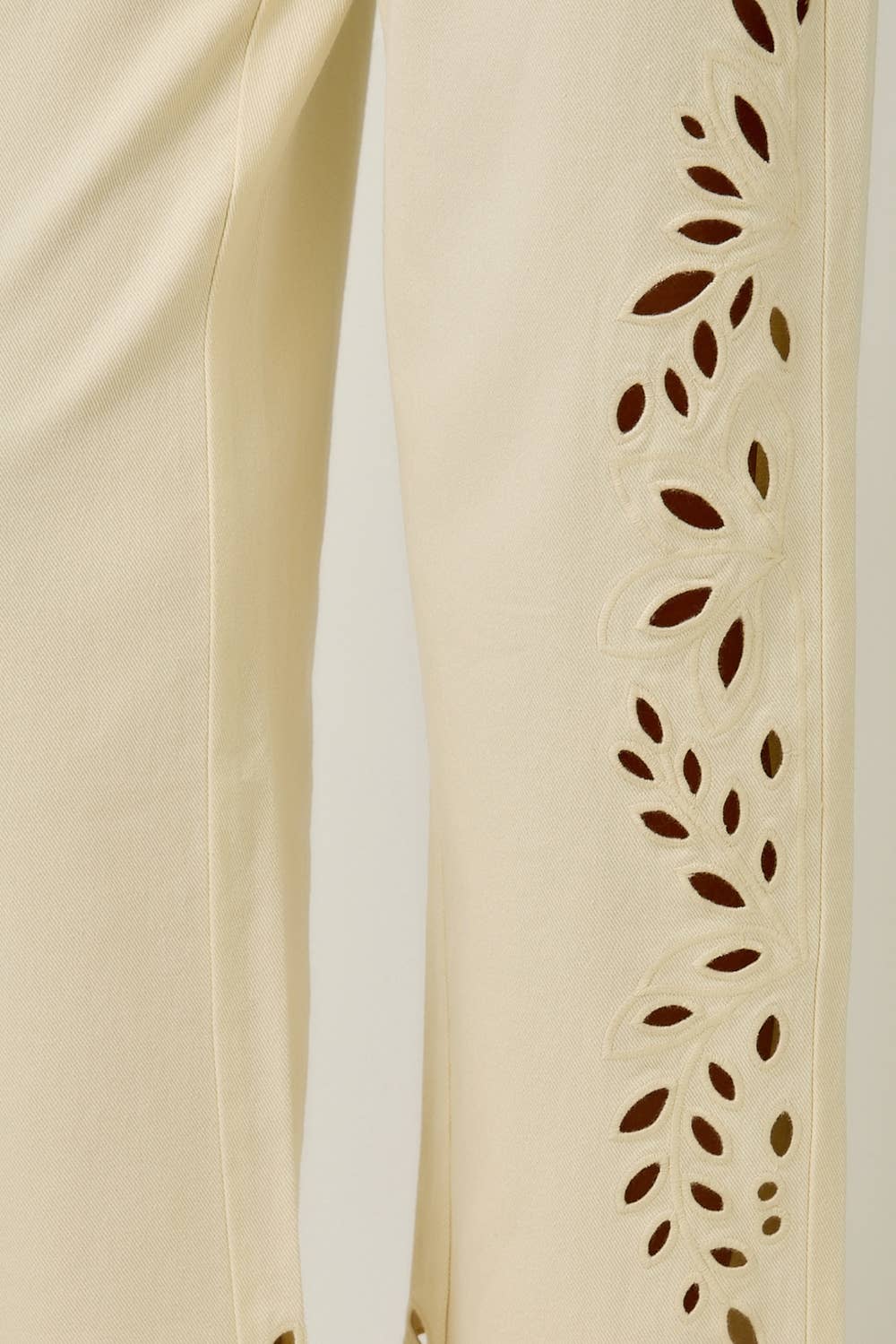 Eyelet Cutouts Trendy Embroidered Straight Leg Jeans