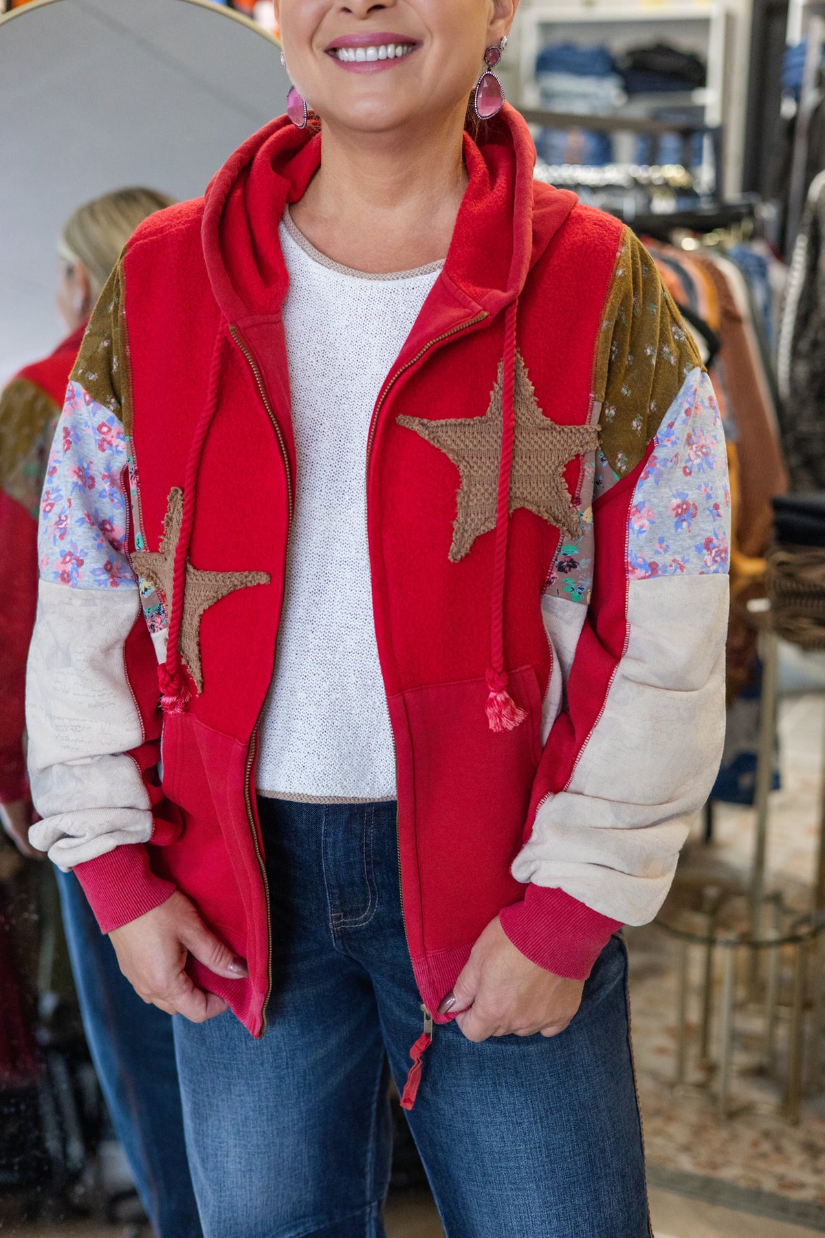 Piper Patchwork Star Zip-Up Hoodie