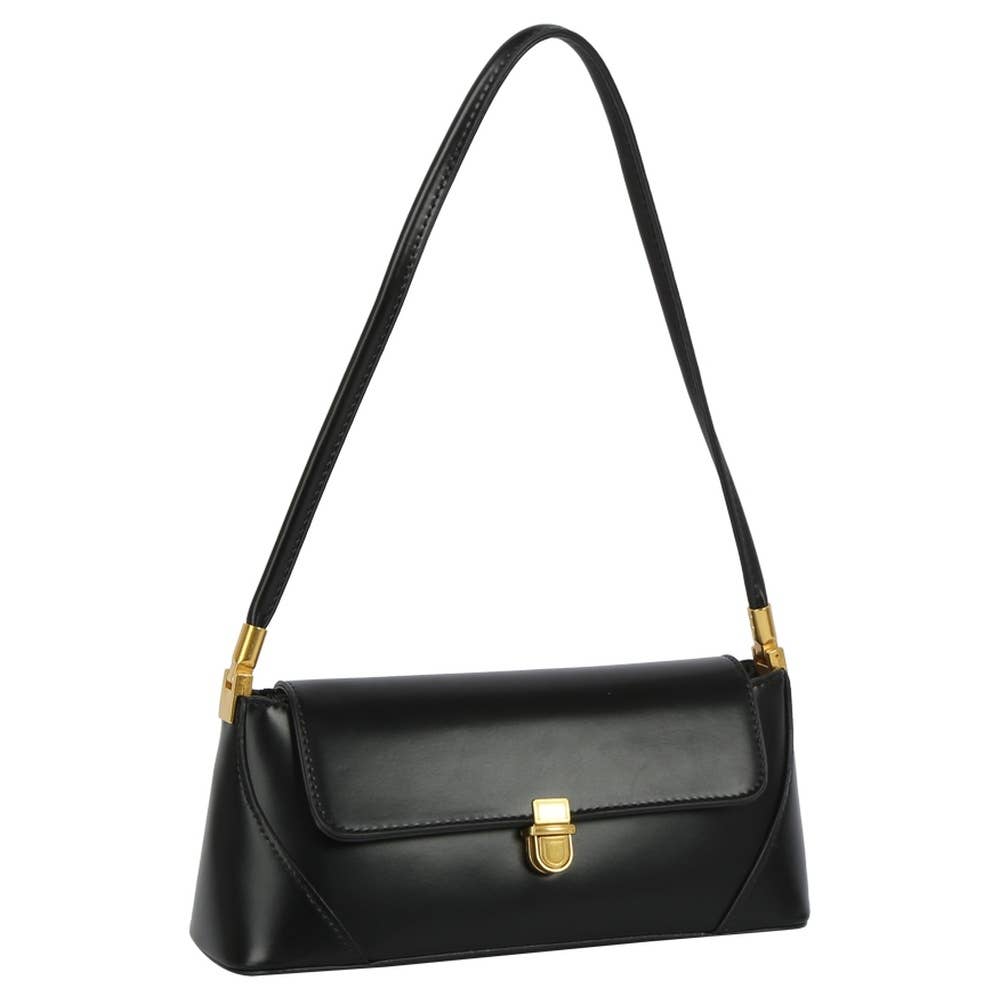 Push Lock Flap Shoulder Bag