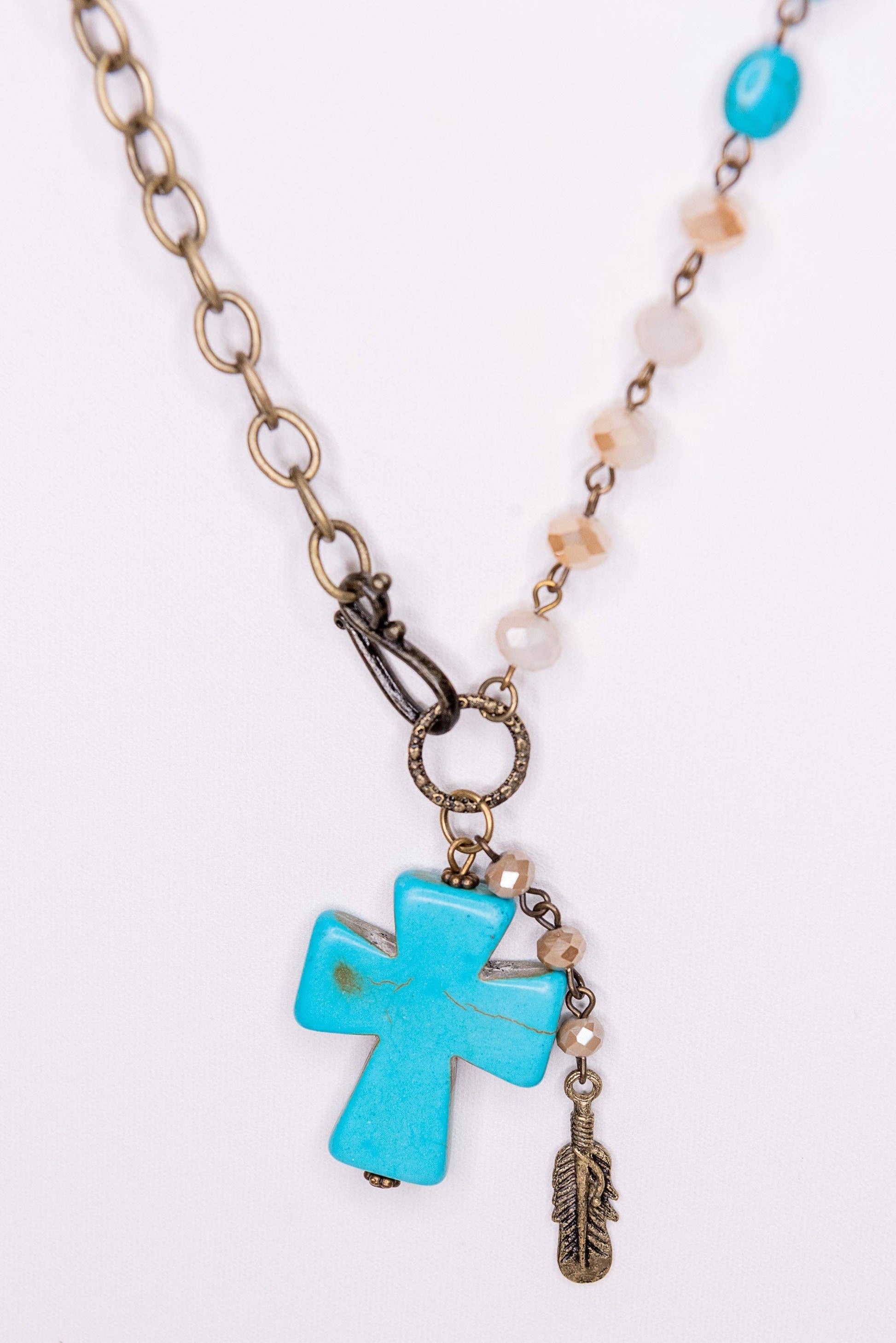 Boho Style Cross Necklace in Turquoise