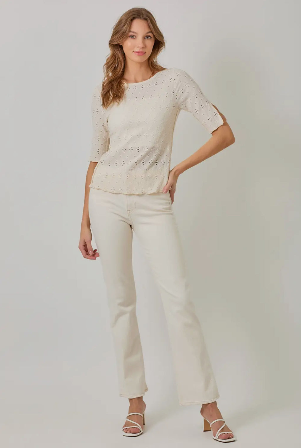 Marissah Boat Neck Lettuce Hem Top