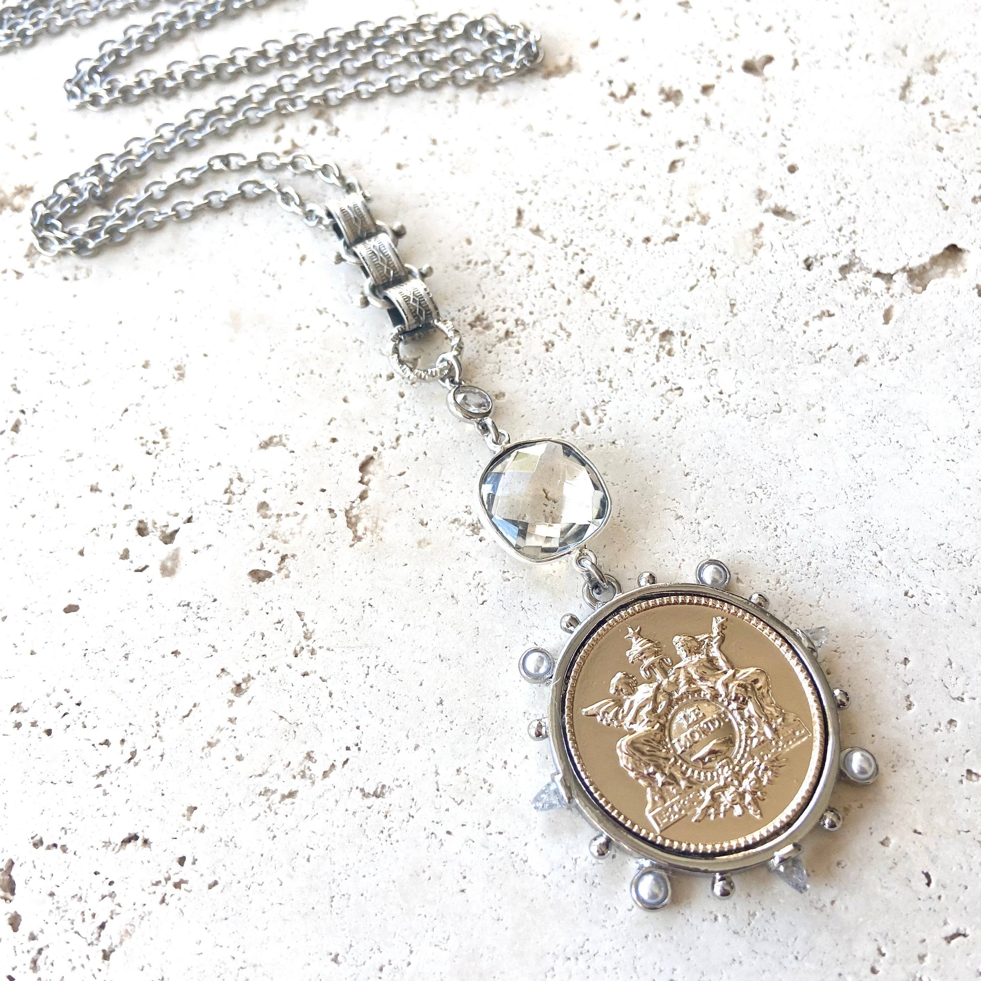 Two-Toned Coin Medallion Necklace