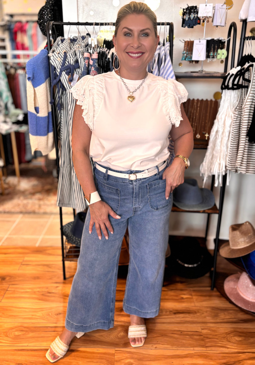 Sonnya by Easel Lace Wing Sleeve Tee - White