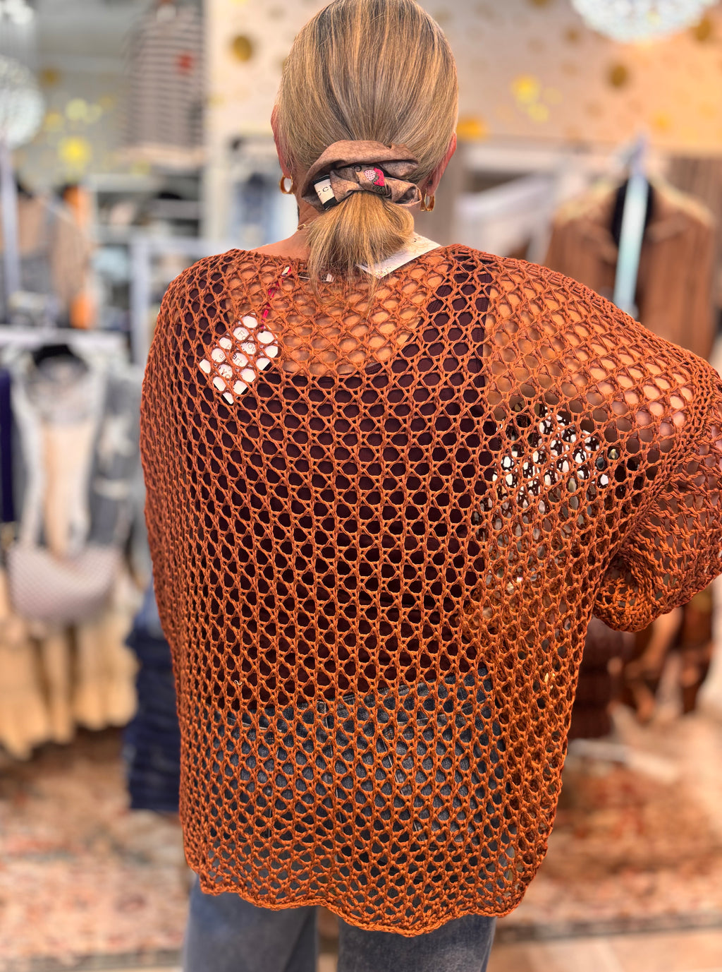 Best-Selling Crochet Top with Metallic Gold Star