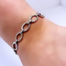 Pave Round Stone Cuff Bracelet